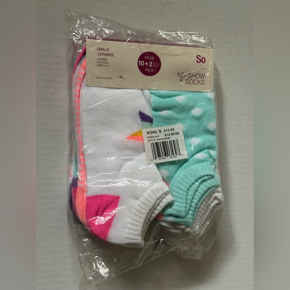 NWT - Kohl’s SO No-Show Multicolored Socks Set, 12 Pack